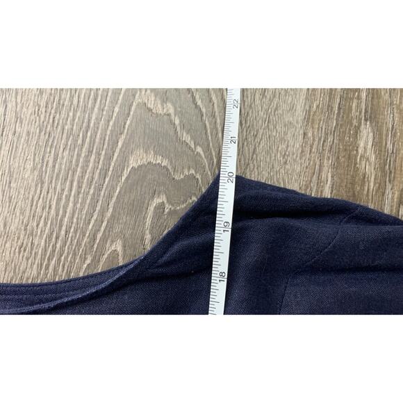 Stonebridge Womens Linen Navy Blue Sleeveless Dress Embroidered Back Zip Size 14 - Picture 8 of 8